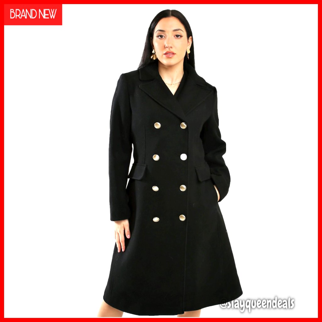 Double-Breasted Wool Coat With Removable Faux Fur Collar